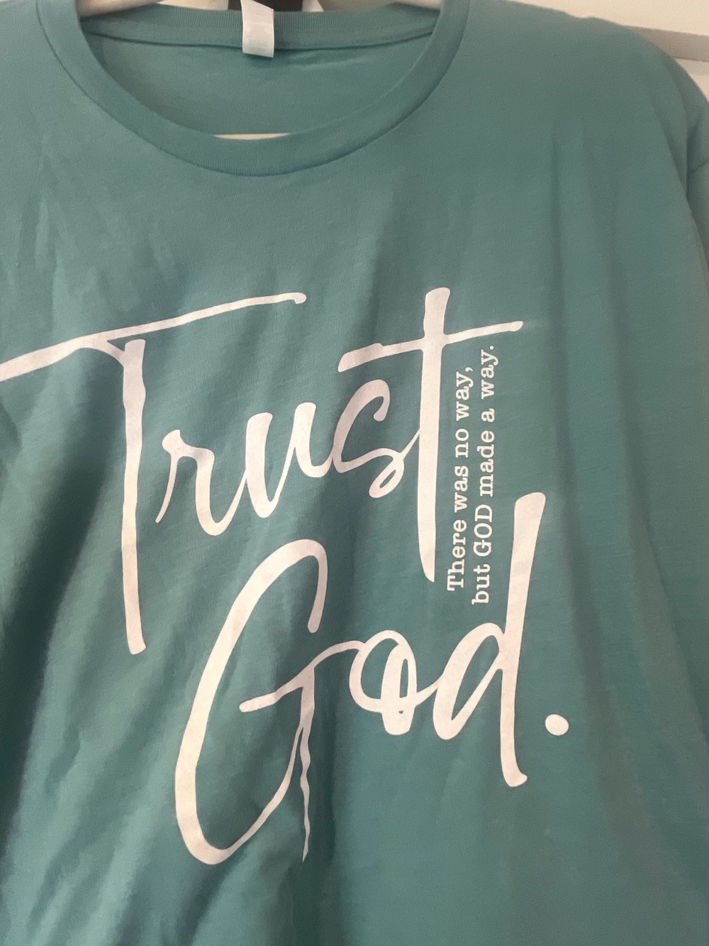 Trust God Teal Short Sleeve Tee - Picture 2 of 5